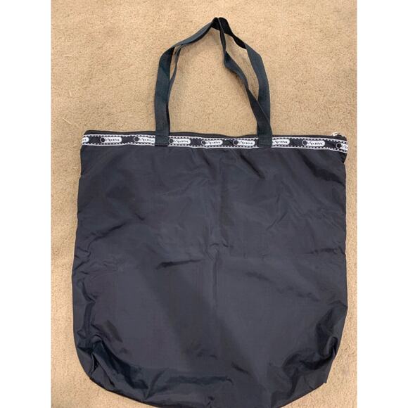 LeSportSac Bag Travel Tote Bag Purse Black Silver Banding Trim with Logo NWOT - Picture 3 of 4